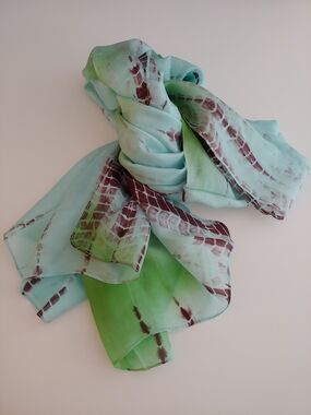 Silk Chiffon Aqua & Green  Women's Scarf